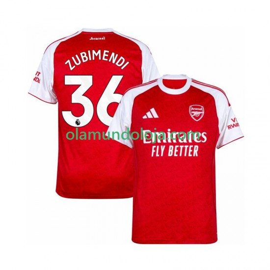 Camisola Arsenal Zubimendi 36 Homem Equipamento Primeiro 2025-2026 Manga Curta